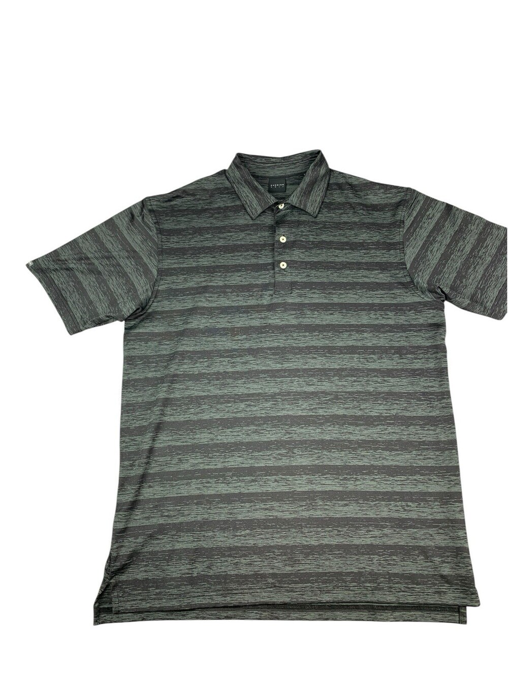 Dunning Golf Coolmax Polo Shirt, Gray Striped Moisture Wicking Men’s Size Large